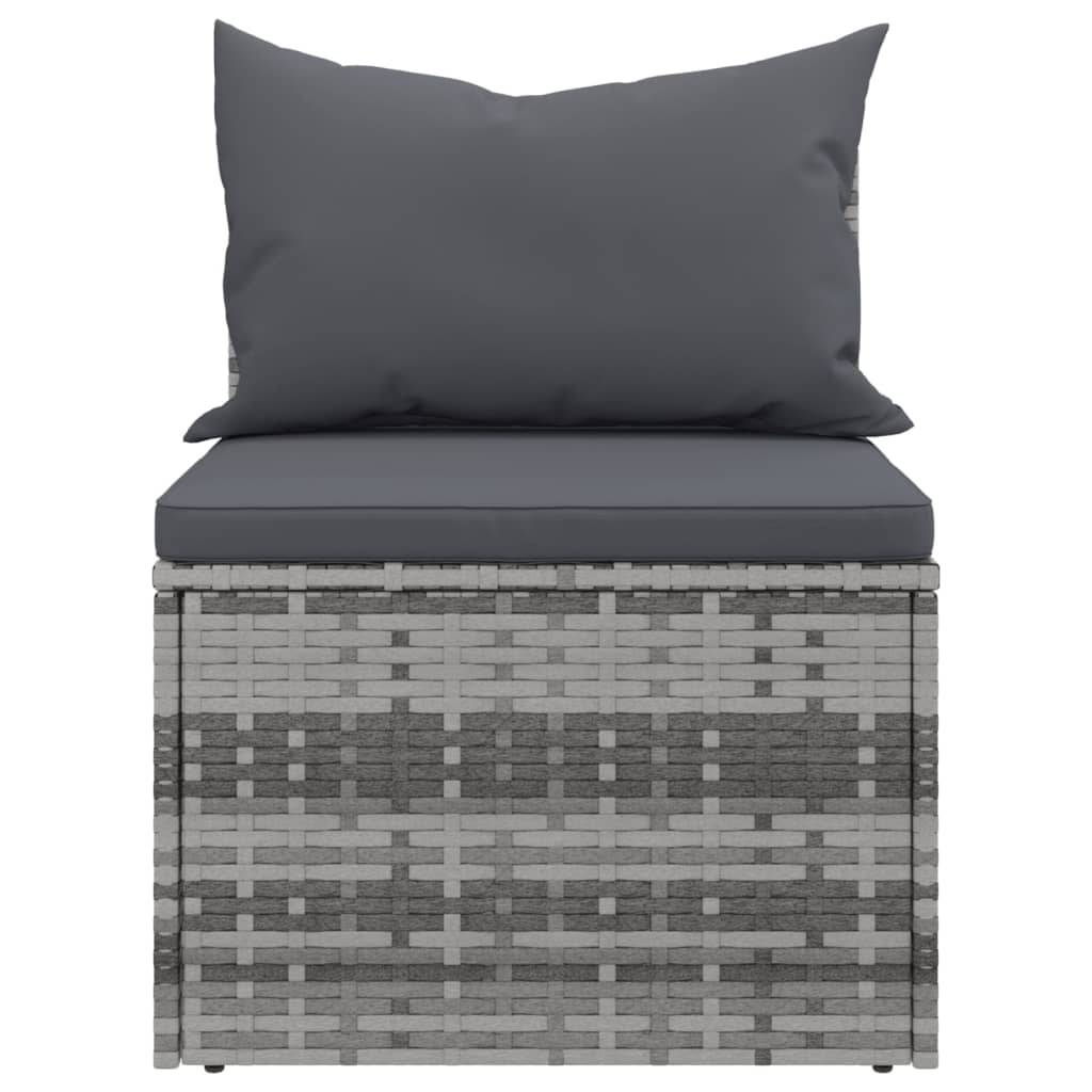 Canapés centraux de jardin et coussins 2 pcs | Canapé D'extérieur | Sofa De Jardin Gris Résine tressée Maison Chic - Image 5