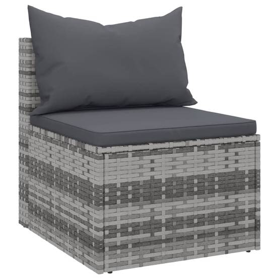 Canapés centraux de jardin et coussins 2 pcs | Canapé D'extérieur | Sofa De Jardin Gris Résine tressée Maison Chic - Image 3