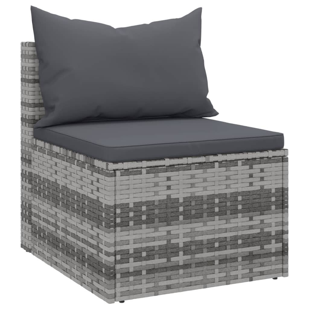 Canapés centraux de jardin et coussins 2 pcs | Canapé D'extérieur | Sofa De Jardin Gris Résine tressée Maison Chic - Image 3