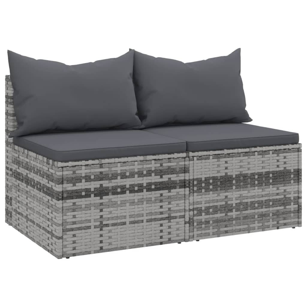 Canapés centraux de jardin et coussins 2 pcs | Canapé D'extérieur | Sofa De Jardin Gris Résine tressée Maison Chic - Image 1