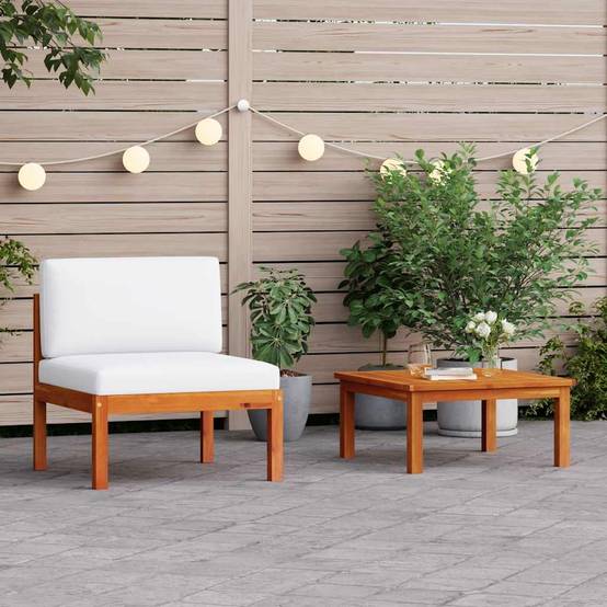 Salon de jardin | Mobilier d'extérieur 2 pièces avec coussins en bois d'acacia et corde Maison Chic - Image 2