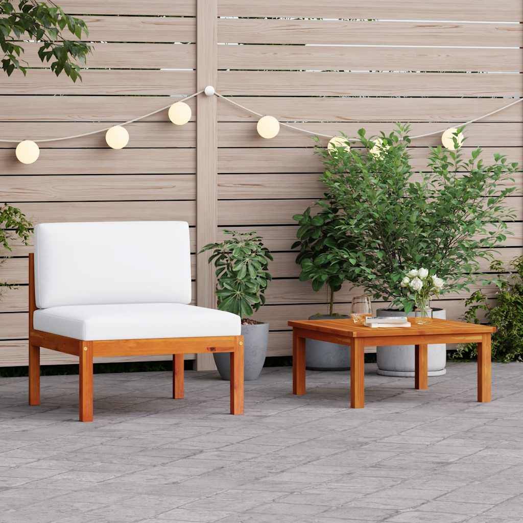 Salon de jardin | Mobilier d'extérieur 2 pièces avec coussins en bois d'acacia et corde Maison Chic - Image 2