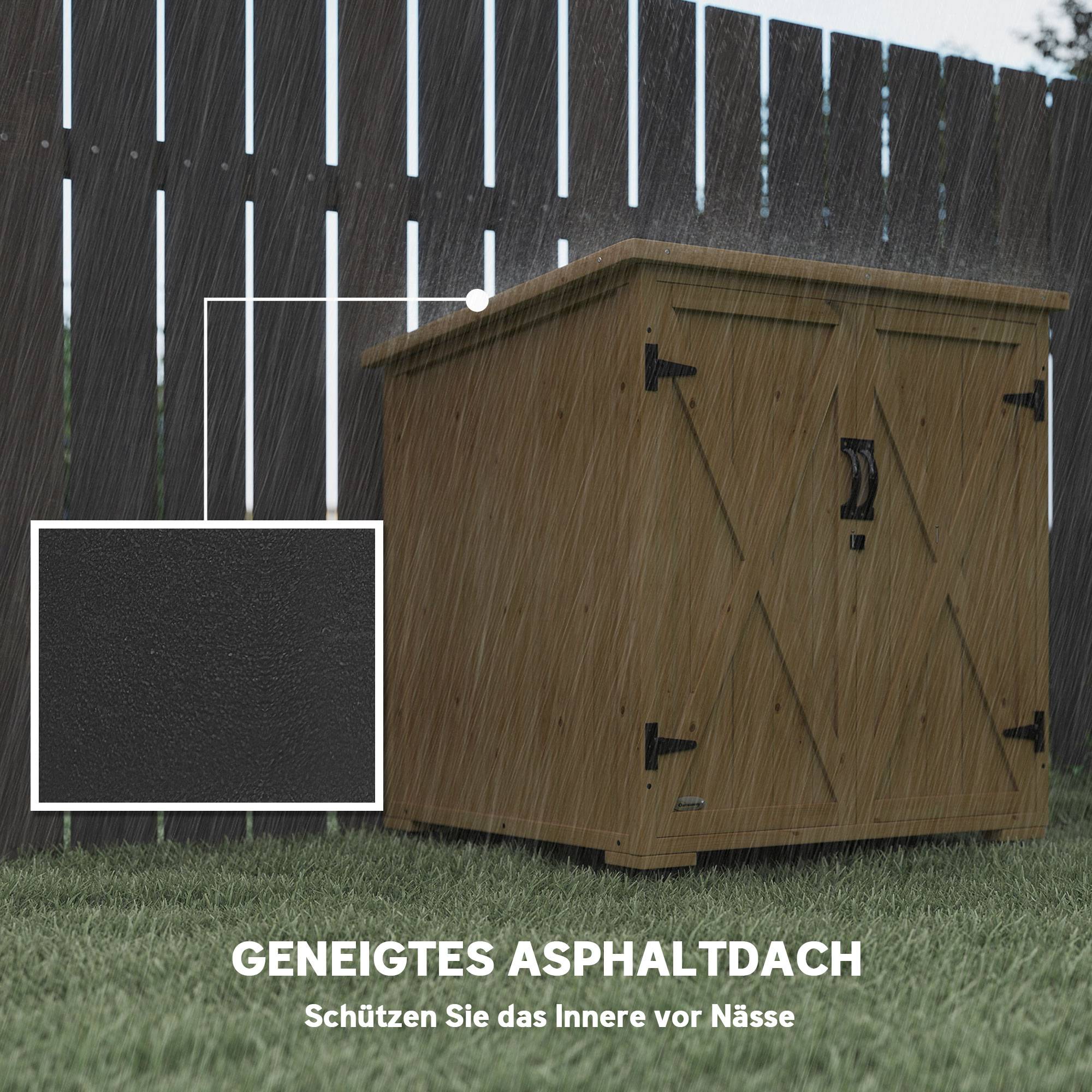 Coffre de jardin extérieur, résistant, toit asphalte, 77,5x88x90 cm, gris foncé - Image 7