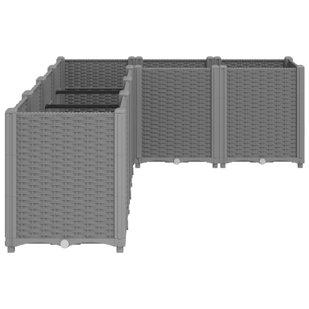 ComfortXL - Grand Bac à Fleurs Modulable Polypropylène pour Terrasse Carré Potager Aspect Rotin 160x120x53 cm Gris - ComfortXL Outdoor Living - Image 4