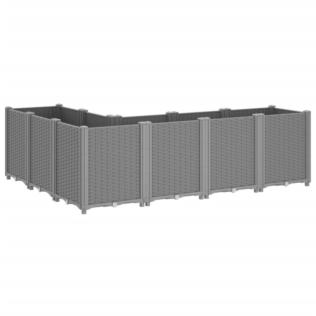 ComfortXL - Grand Bac à Fleurs Modulable Polypropylène pour Terrasse Carré Potager Aspect Rotin 160x120x53 cm Gris - ComfortXL Outdoor Living - Image 5