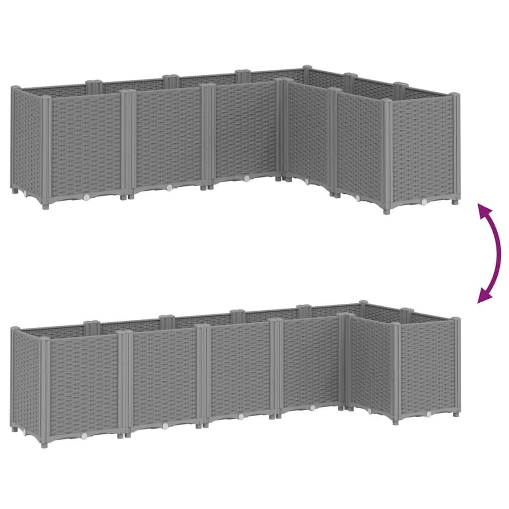 ComfortXL - Grand Bac à Fleurs Modulable Polypropylène pour Terrasse Carré Potager Aspect Rotin 160x120x53 cm Gris - ComfortXL Outdoor Living - Image 6