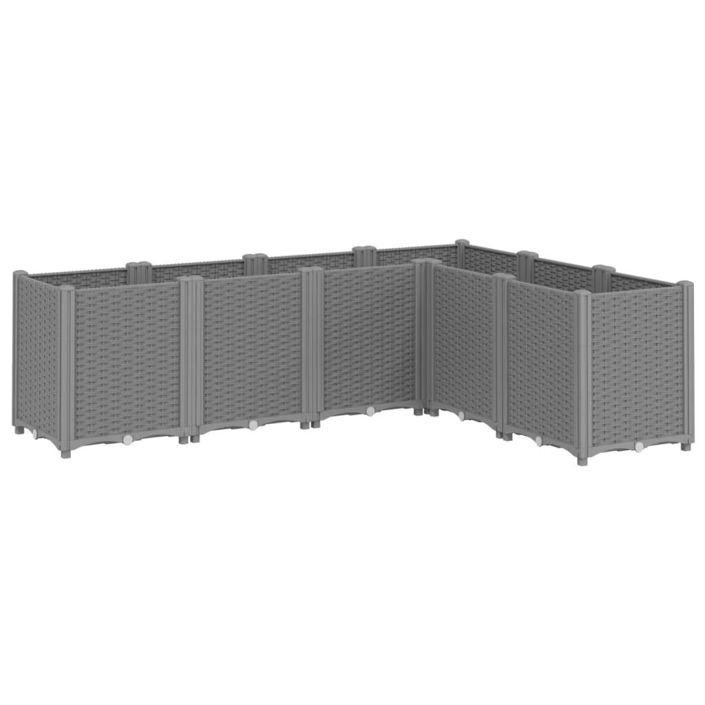 ComfortXL - Grand Bac à Fleurs Modulable Polypropylène pour Terrasse Carré Potager Aspect Rotin 160x120x53 cm Gris - ComfortXL Outdoor Living - Image 2