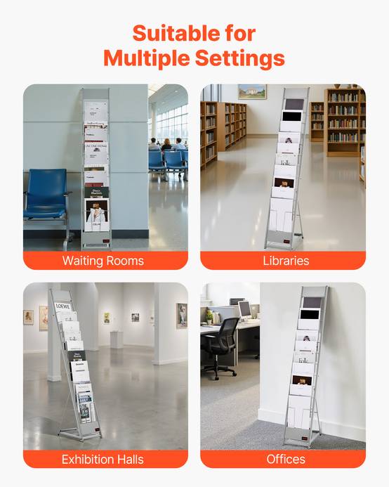 VEVOR Présentoir à brochures 10 niveaux en métal pour magazines et littérature - Image 6