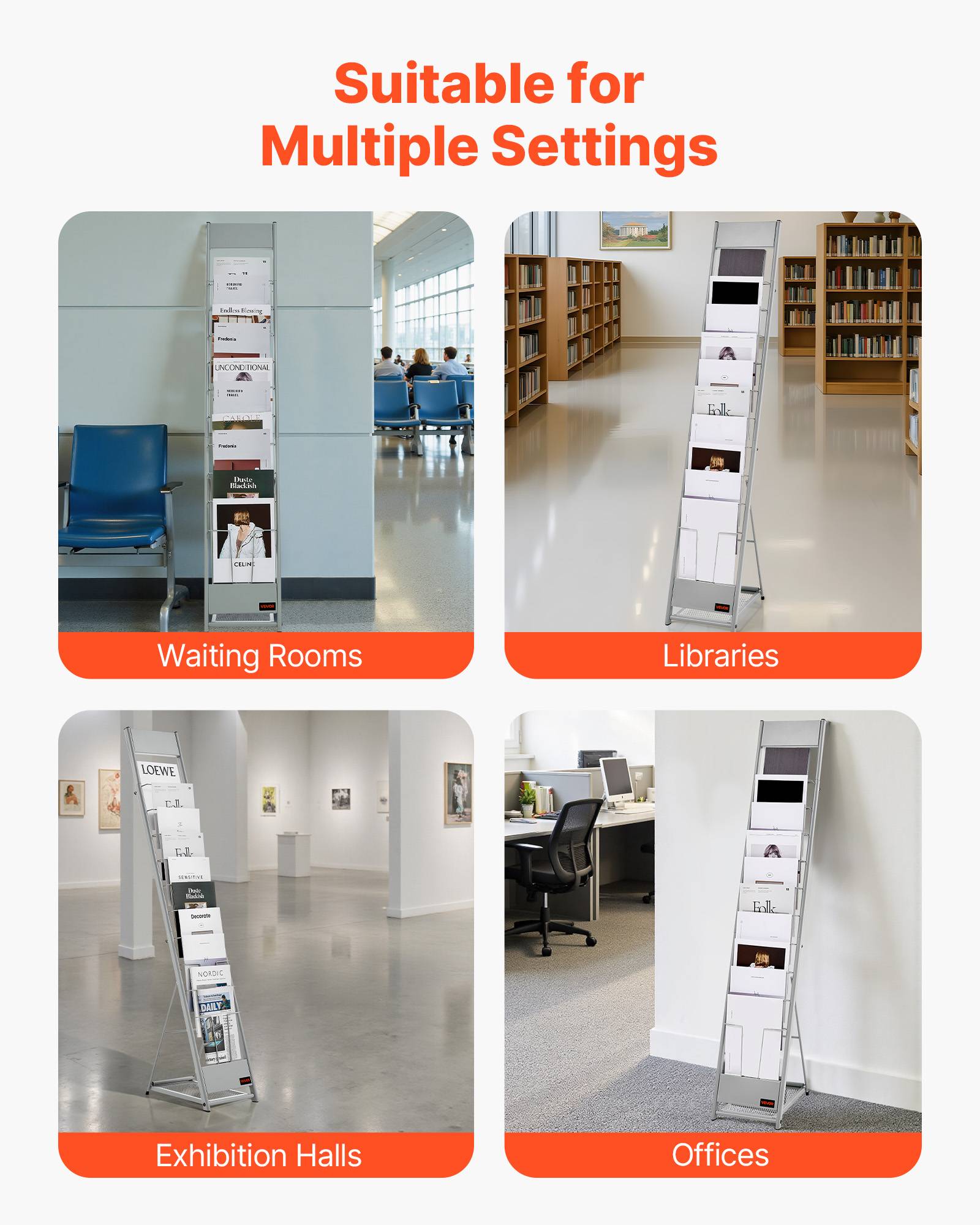 VEVOR Présentoir à brochures 10 niveaux en métal pour magazines et littérature - Image 6