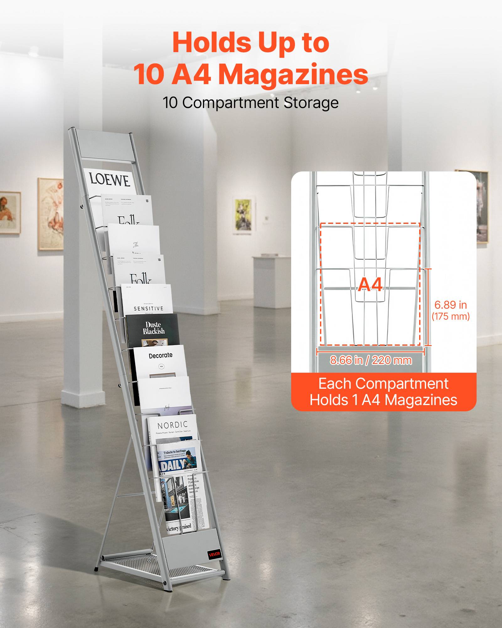 VEVOR Présentoir à brochures 10 niveaux en métal pour magazines et littérature - Image 2