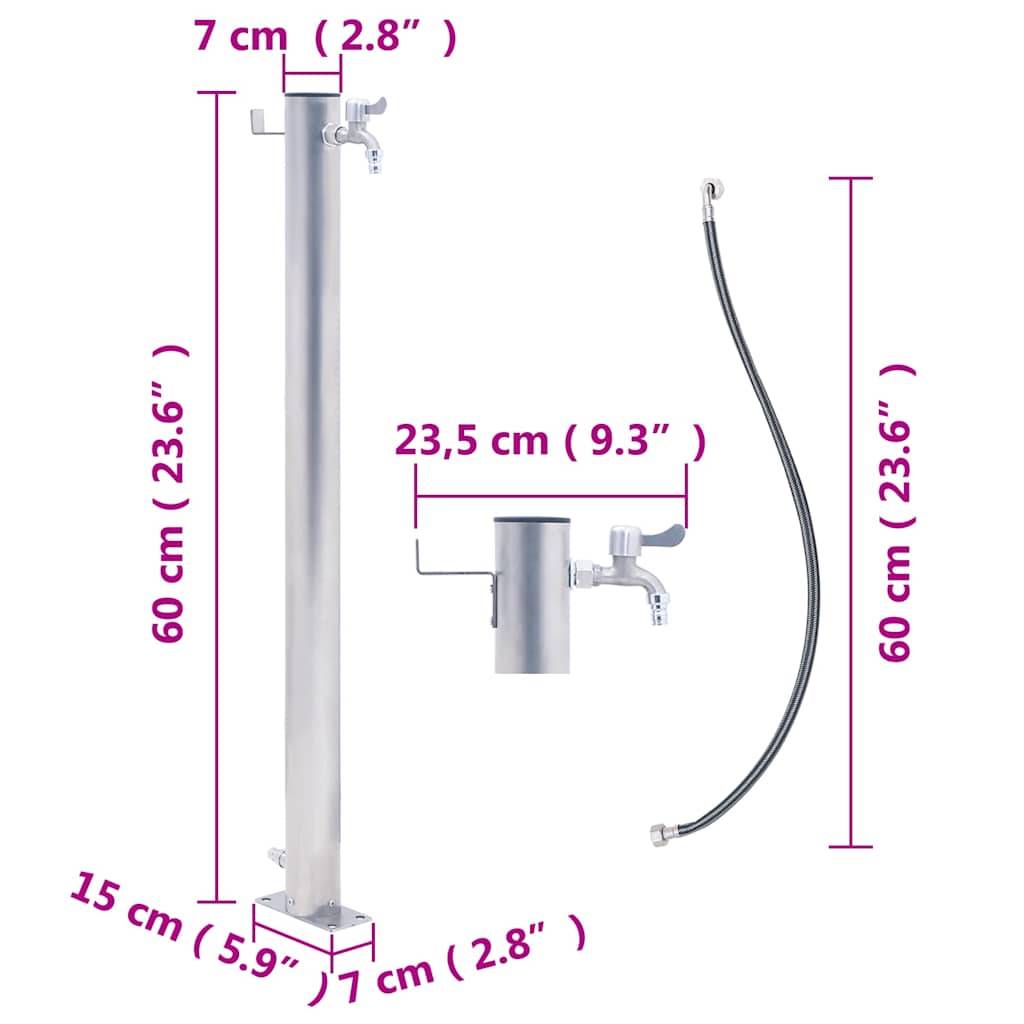 PANGIVO - Colonne à eau de jardin acier inoxydable argenté 23.5 x 7 x 60 cm, poids:1.6kg - PANGIVO - Image 7