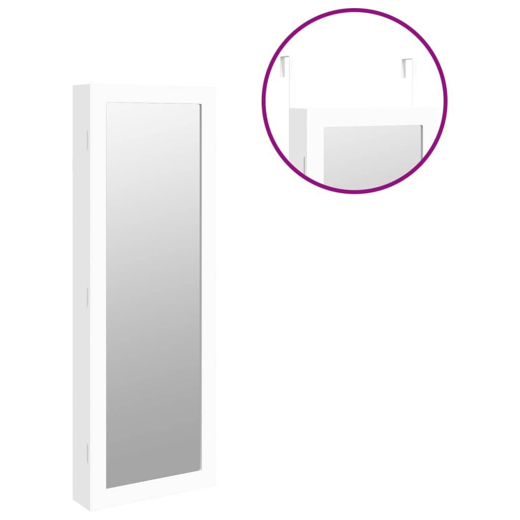 Maison Chic - Miroir Murale avec rangement - Armoire à bijoux avec miroir blanc 37,5x10x106 cm PC158 - Image 9