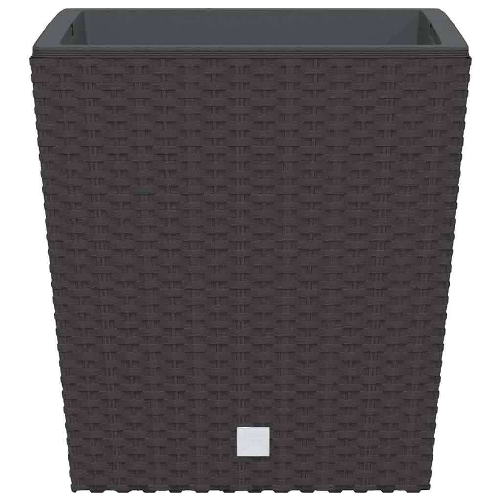 Jardinière polypropylène aspect rotin marron 32 x 32 x 32.5 cm - PANGIVO - Image 4