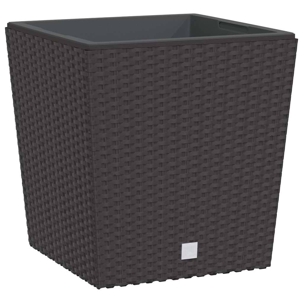 Jardinière polypropylène aspect rotin marron 32 x 32 x 32.5 cm - PANGIVO - Image 2