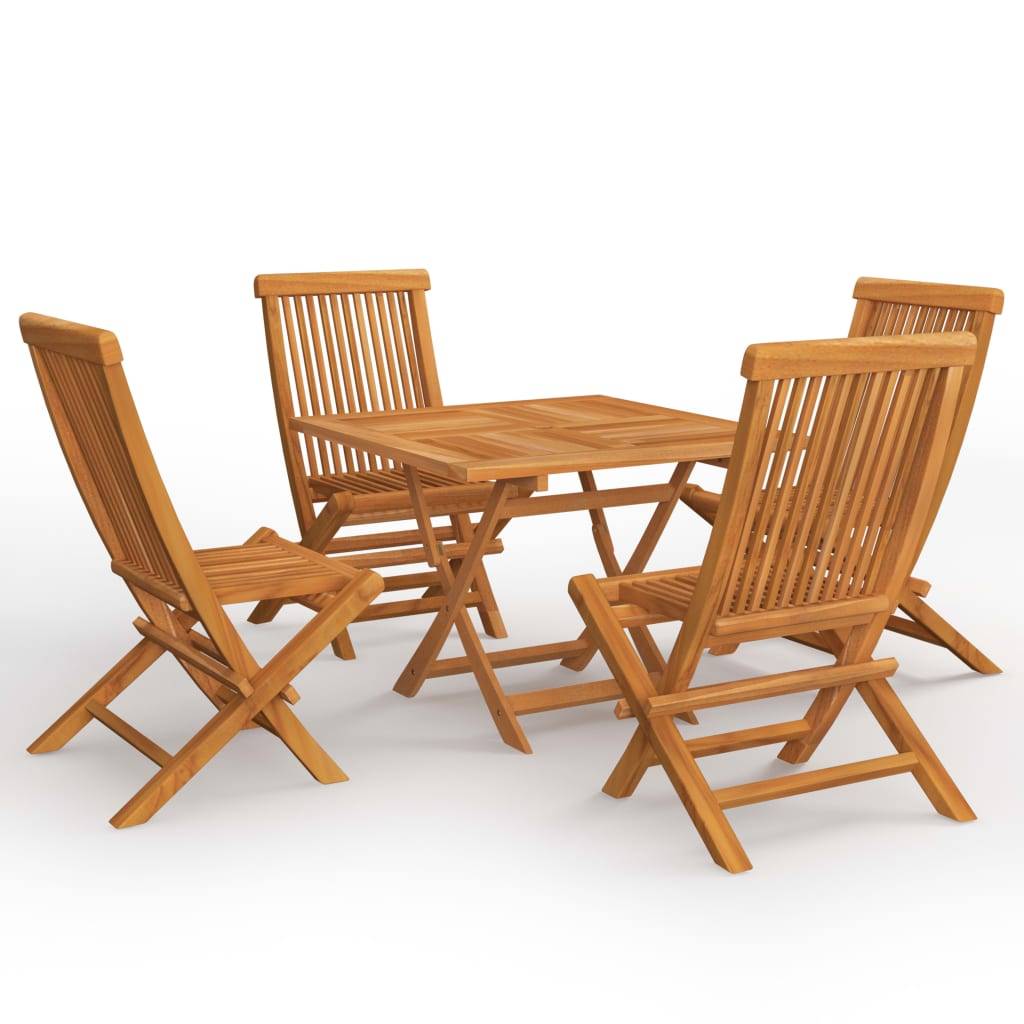 Salon de jardin meuble d'extérieur ensemble de mobilier 5 pièces bois de teck massif - Image 1