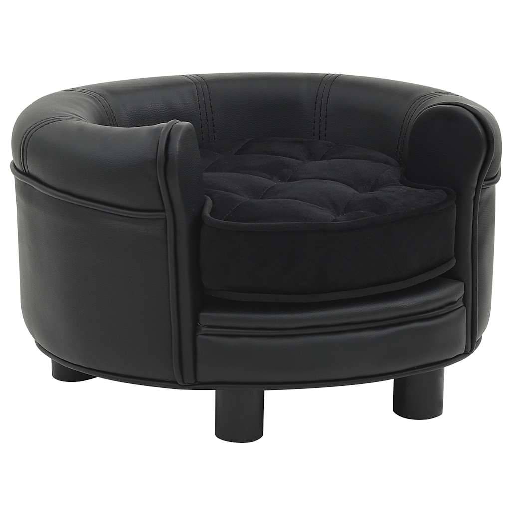 Vidaxl - Canapé pour chien Noir 48x48x32 cm Peluche et similicuir vidaXL 170957 - Imagen 1