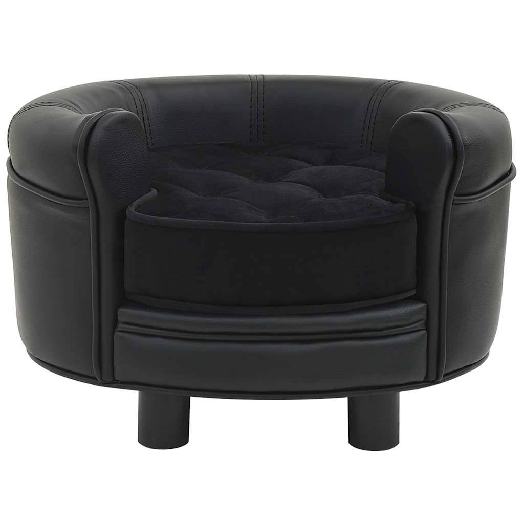Vidaxl - Canapé pour chien Noir 48x48x32 cm Peluche et similicuir vidaXL 170957 - Imagen 2