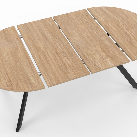 Table à manger extensible ronde ALIX 4-10 personnes pied araignée bois et noir 110-200 cm - Image 6