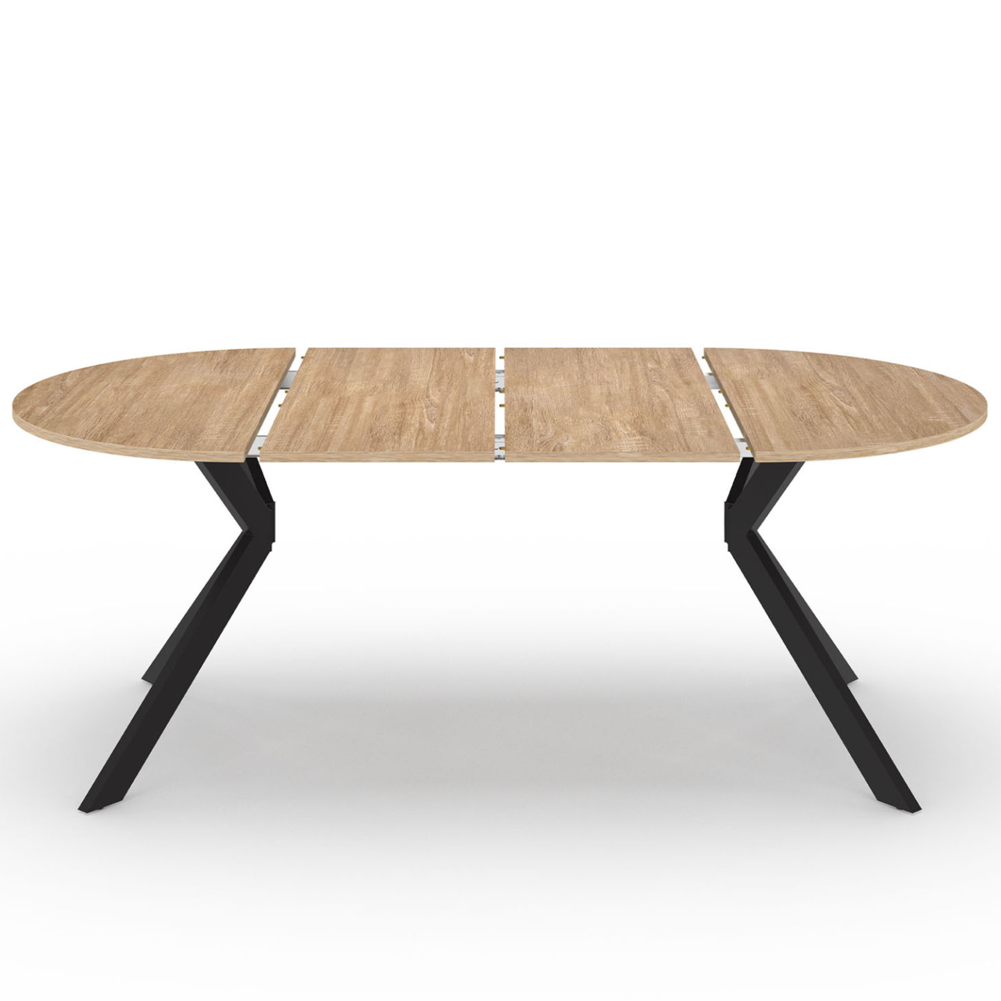 Table à manger extensible ronde ALIX 4-10 personnes pied araignée bois et noir 110-200 cm - Image 3
