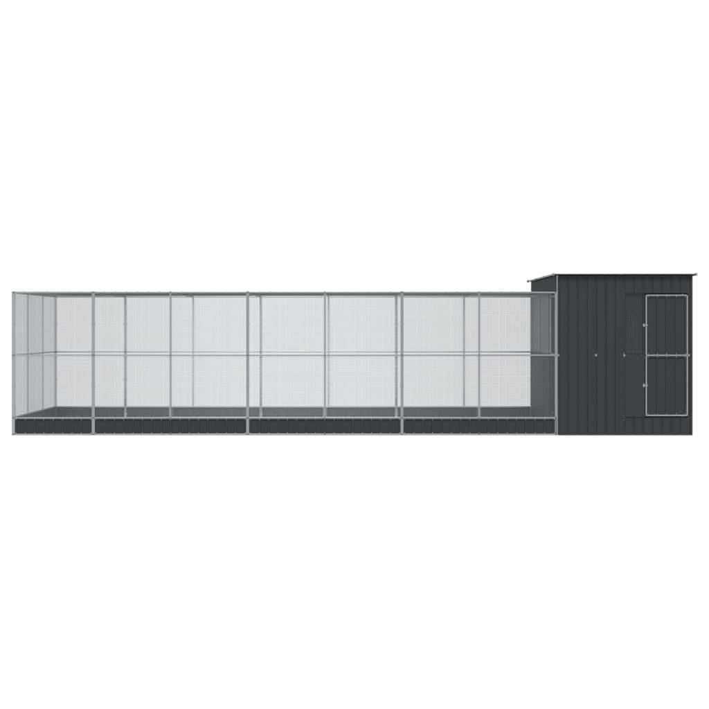 Volière Extérieure Acier Galvanisé XXL Oiseaux Jardin 911x303cm Argent - ComfortXL Outdoor Living - Image 3