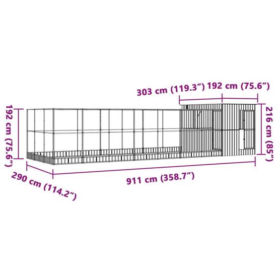 Volière Extérieure Acier Galvanisé XXL Oiseaux Jardin 911x303cm Argent - ComfortXL Outdoor Living - Image 8
