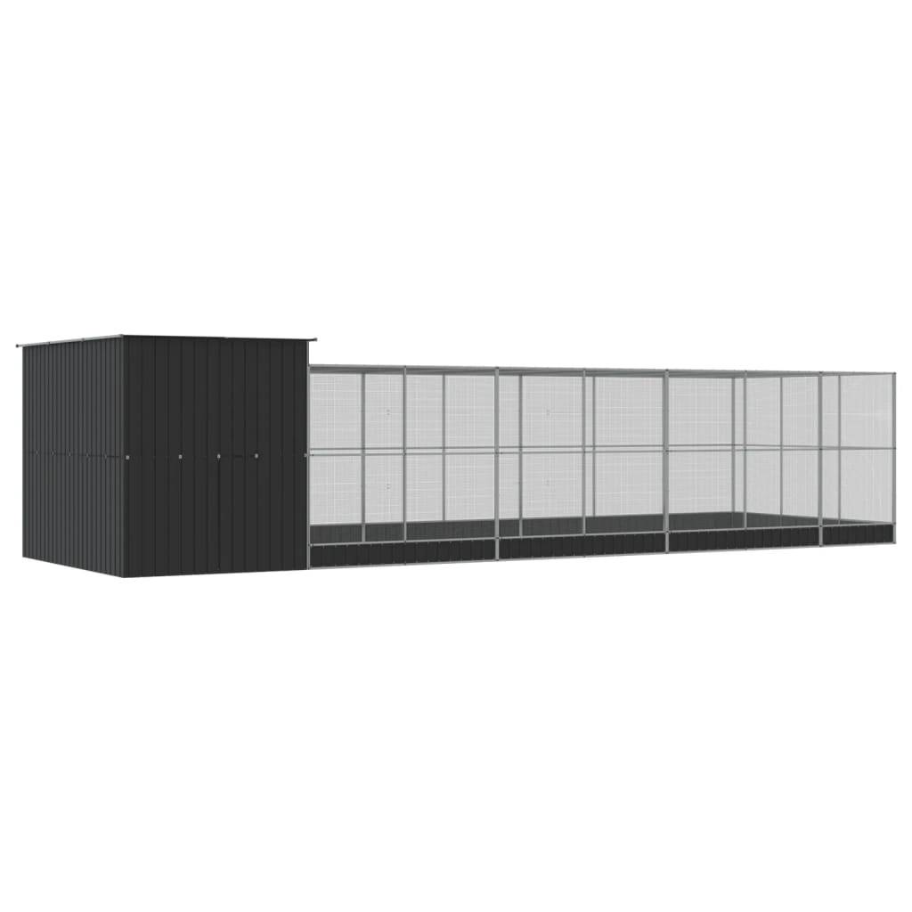Volière Extérieure Acier Galvanisé XXL Oiseaux Jardin 911x303cm Argent - ComfortXL Outdoor Living - Image 5