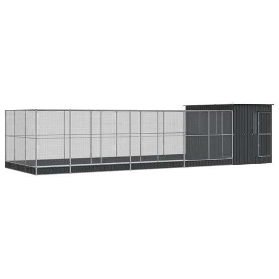 Volière Extérieure Acier Galvanisé XXL Oiseaux Jardin 911x303cm Argent - ComfortXL Outdoor Living - Image 2