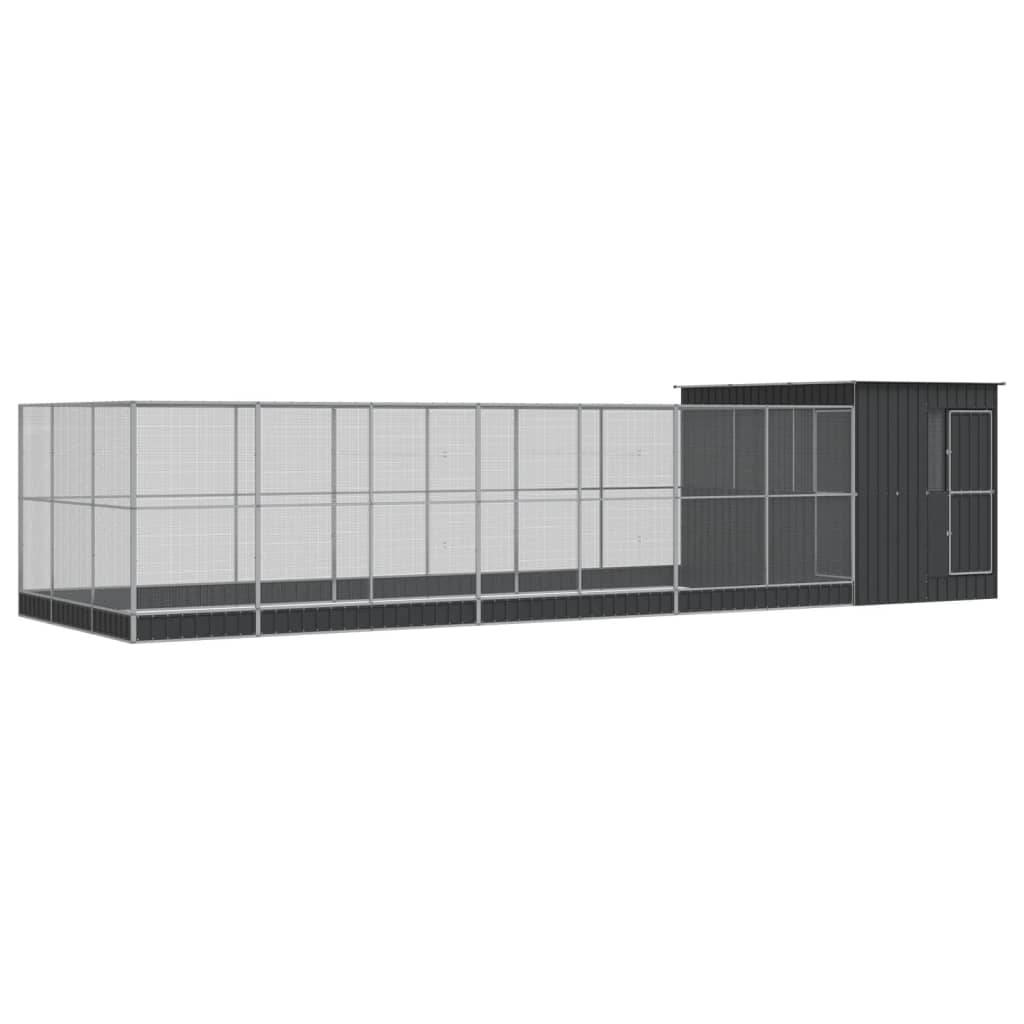 Volière Extérieure Acier Galvanisé XXL Oiseaux Jardin 911x303cm Argent - ComfortXL Outdoor Living - Image 2