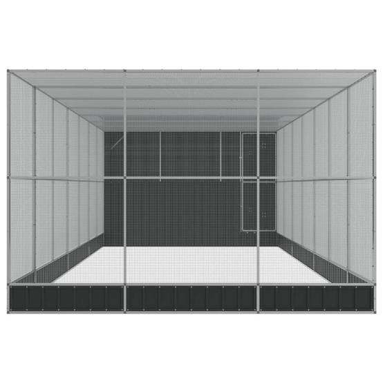 Volière Extérieure Acier Galvanisé XXL Oiseaux Jardin 911x303cm Argent - ComfortXL Outdoor Living - Image 4