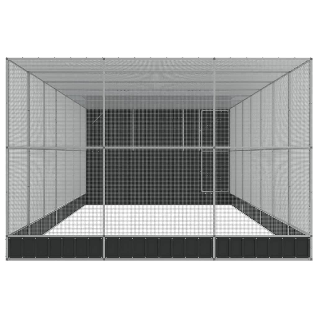 Volière Extérieure Acier Galvanisé XXL Oiseaux Jardin 911x303cm Argent - ComfortXL Outdoor Living - Image 4