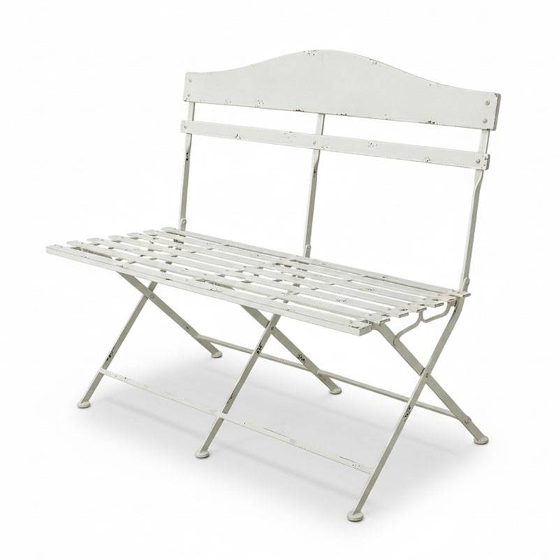 La Grande Prairie - Banc de jardin fer blanc 104x55x94cm - Image 1