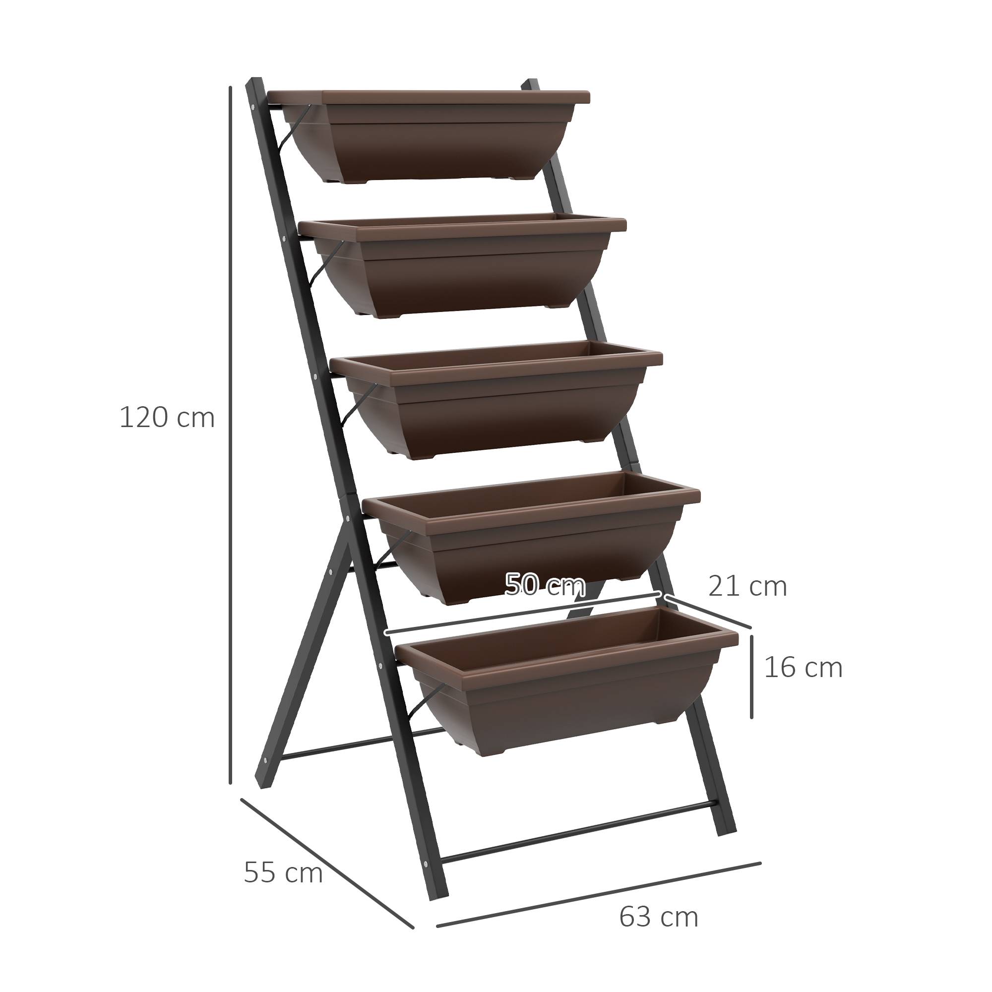 PANGIVO - Jardinière verticale acier et plastique marron 63 x 55 x 120 cm - PANGIVO - Image 5