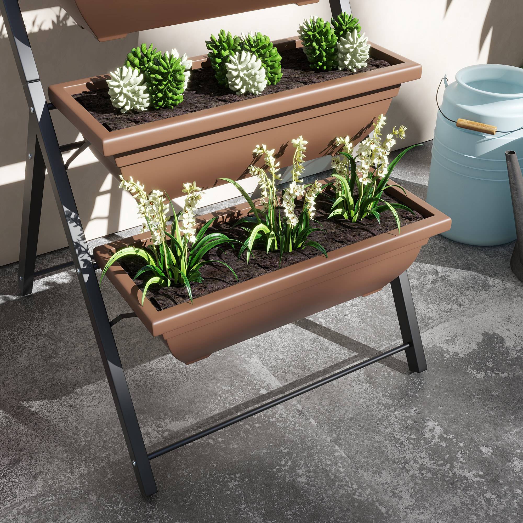 PANGIVO - Jardinière verticale acier et plastique marron 63 x 55 x 120 cm - PANGIVO - Image 10
