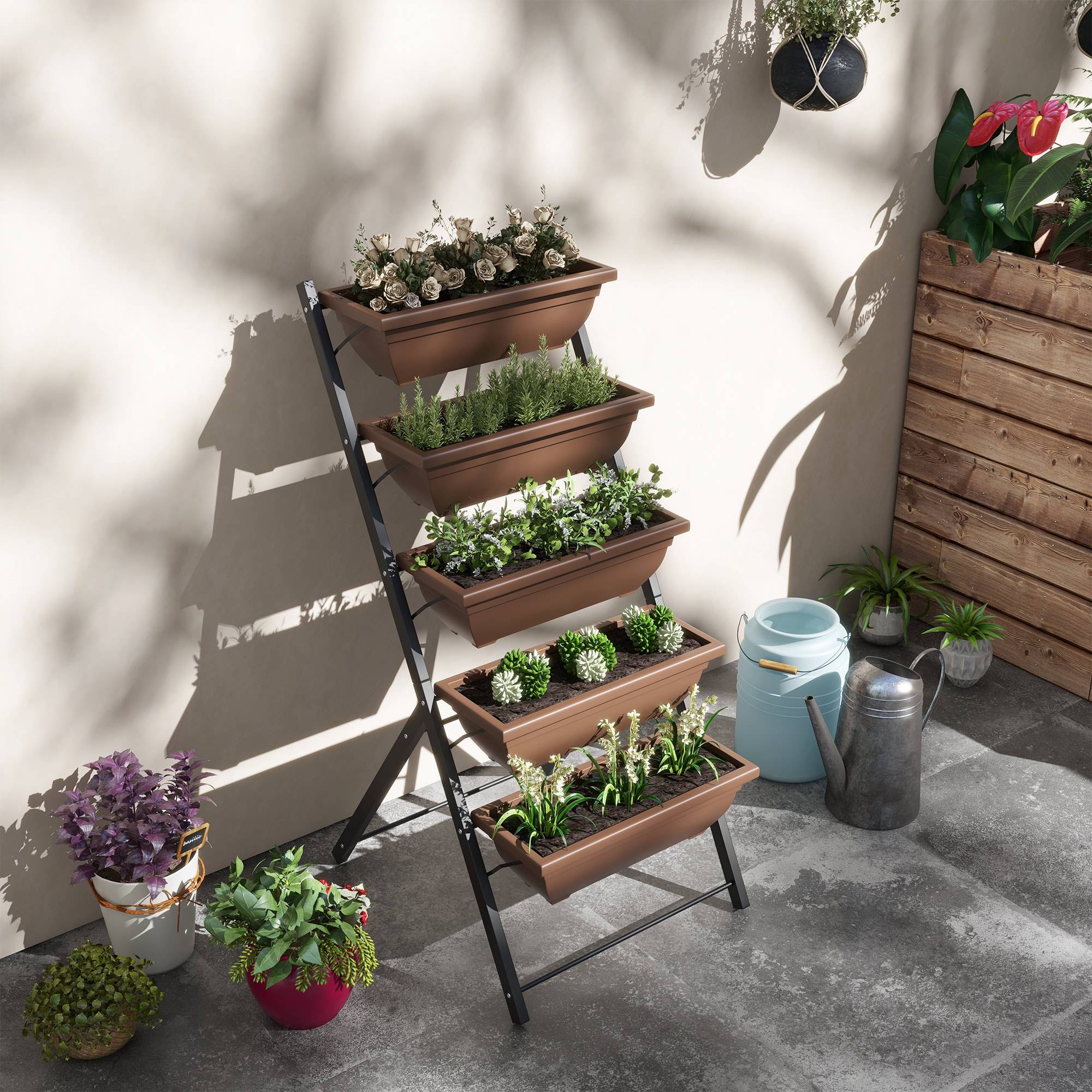 PANGIVO - Jardinière verticale acier et plastique marron 63 x 55 x 120 cm - PANGIVO - Image 3