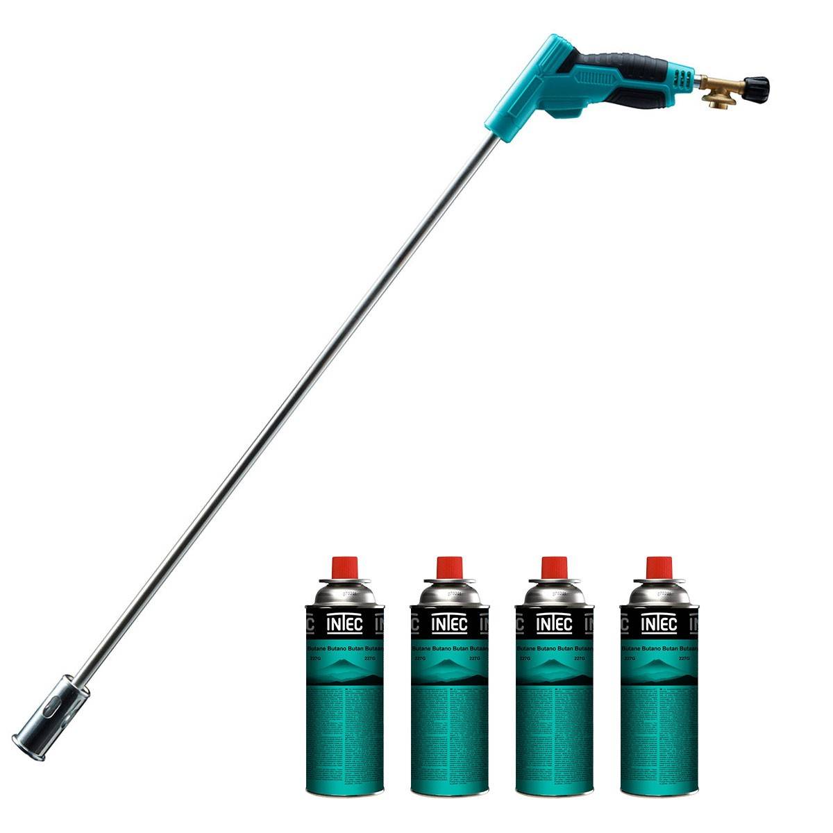Intec - Désherbeur thermique Brule Herbes Allumage piezo + 4 cartouches 250g + Adaptateur multi cartouches INTEC - Imagen 1