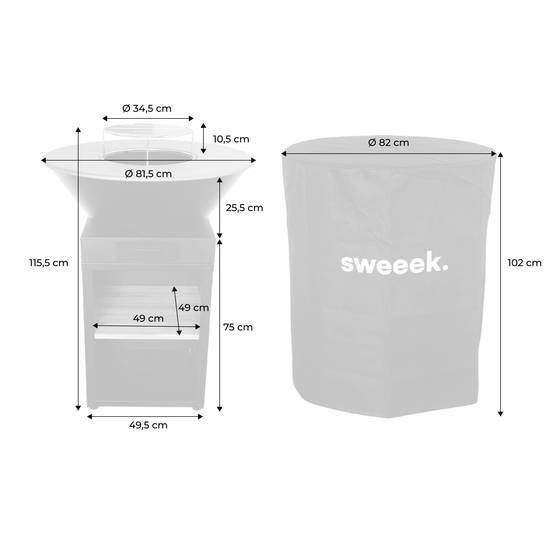 sweeek - Brasero barbecue Ø81.5cm avec grille de cuisson. espace de stockage pour le bois + Housse en polyester | sweeek - Image 4