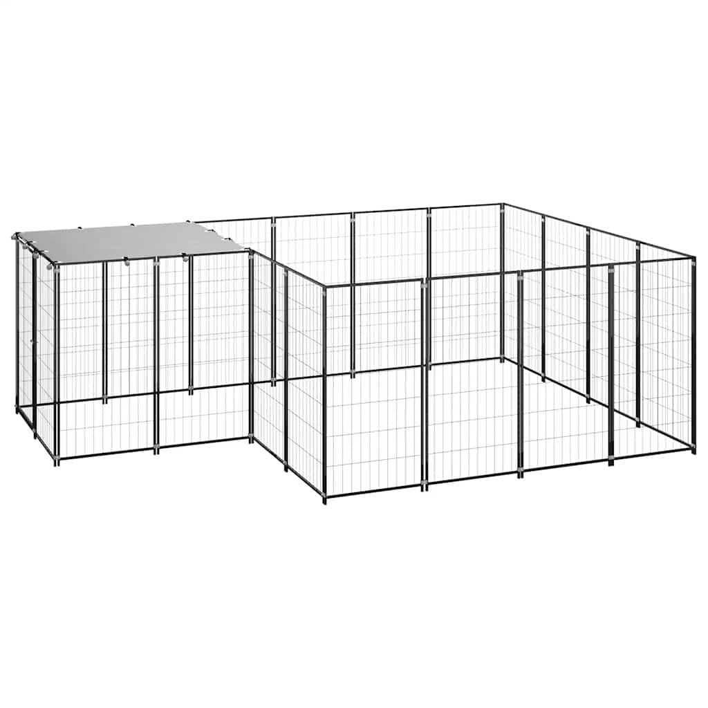 Vidaxl - Chenil Noir 6,05 m² Acier vidaXL 3082205 - Imagen 2