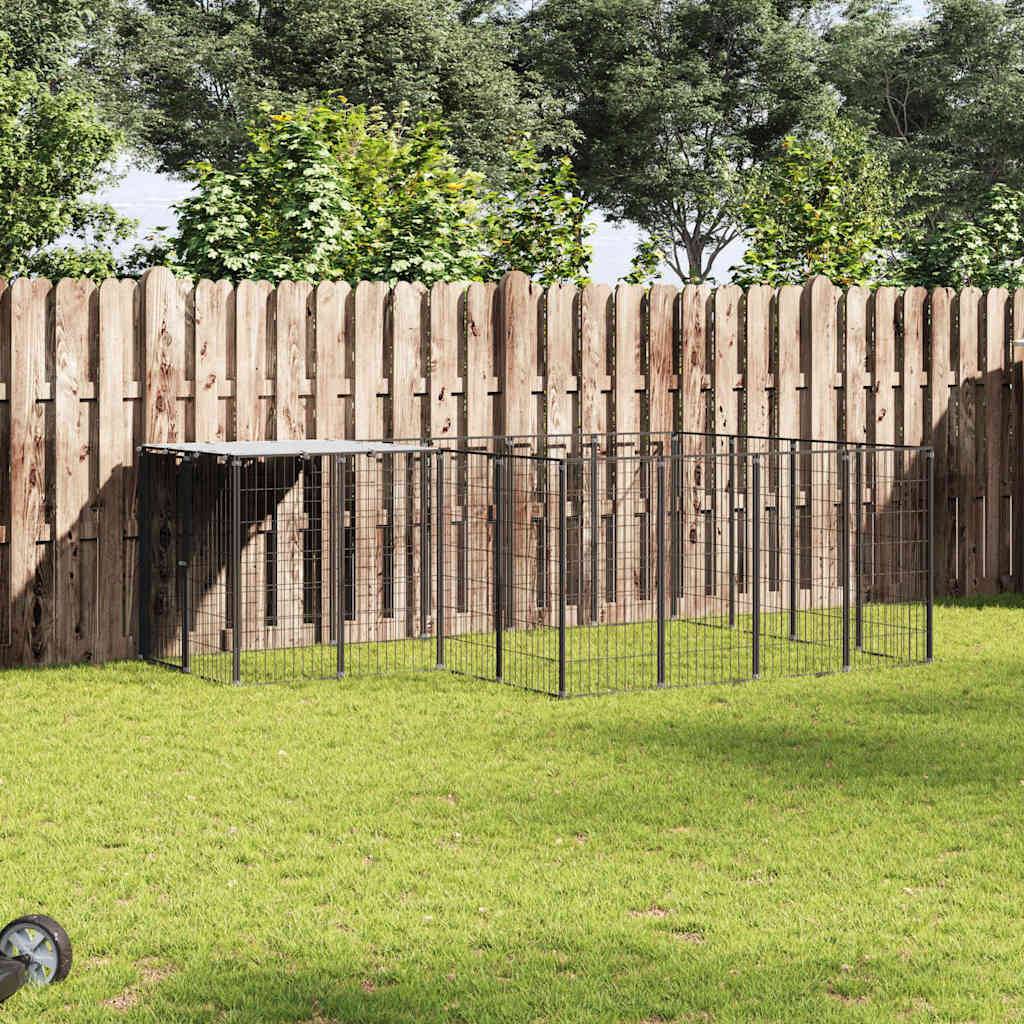 Vidaxl - Chenil Noir 6,05 m² Acier vidaXL 3082205 - Imagen 1