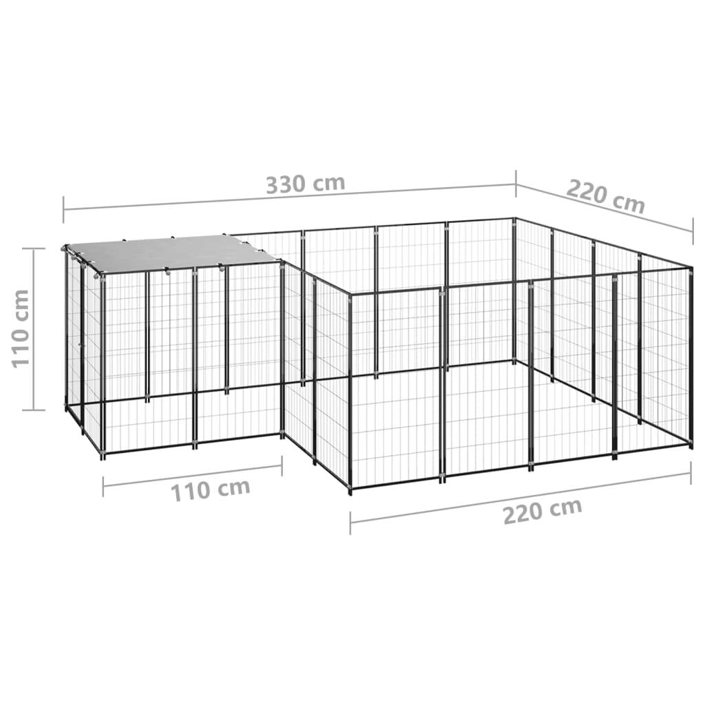 Vidaxl - Chenil Noir 6,05 m² Acier vidaXL 3082205 - Imagen 3