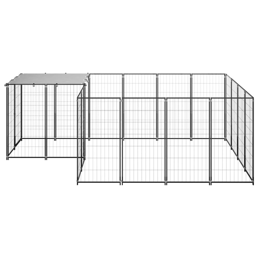 Vidaxl - Chenil Noir 6,05 m² Acier vidaXL 3082205 - Imagen 7