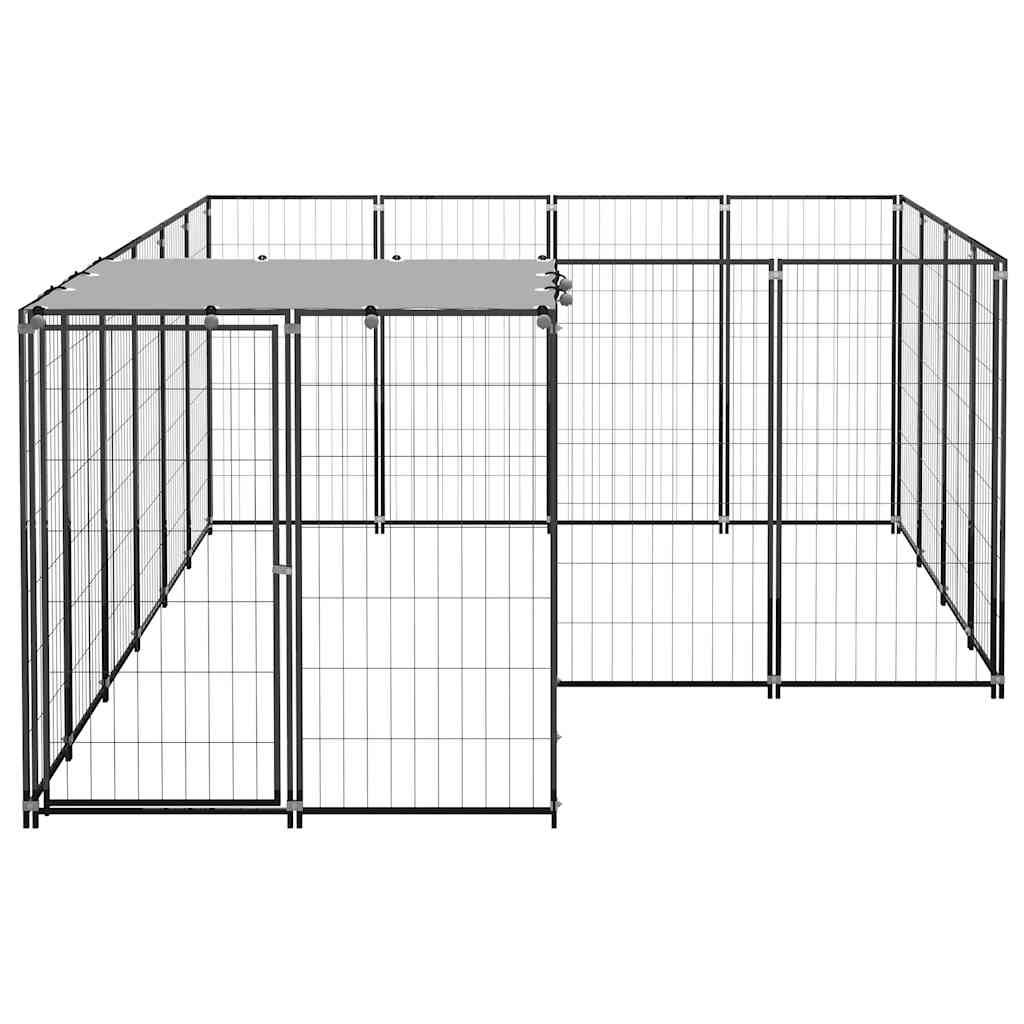 Vidaxl - Chenil Noir 6,05 m² Acier vidaXL 3082205 - Imagen 5
