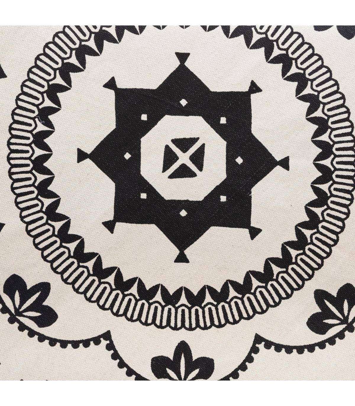 Tapis Rond Noir et Blanc en Coton D 120 cm - Imagen 3