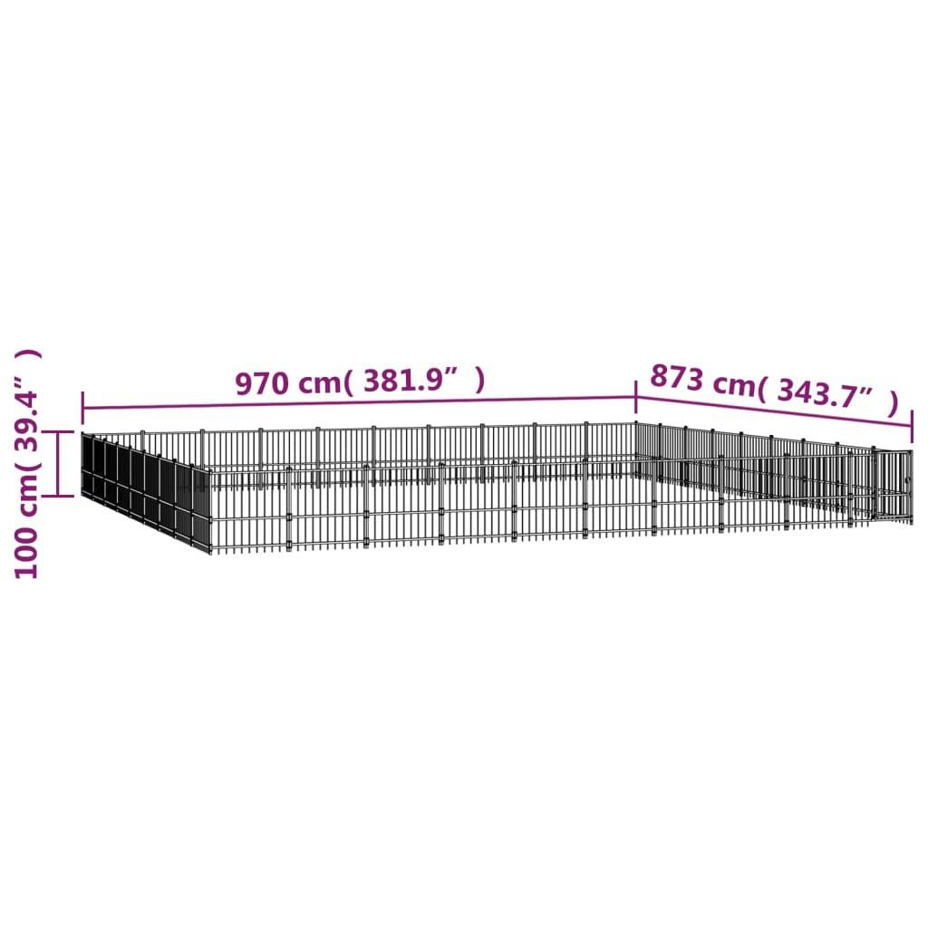 Vidaxl - Chenil d'extérieur pour chiens Acier 84,68 m² vidaXL 3124661 - Imagen 3