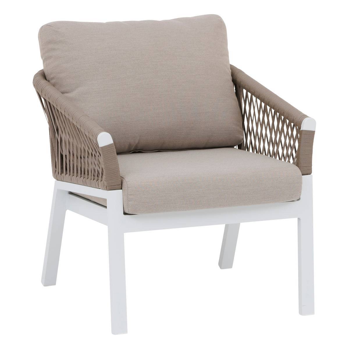 Hesperide - Fauteuil de salon de jardin "Oriengo" taupe & blanc en aluminium traité époxy - Hespéride - Imagen 2