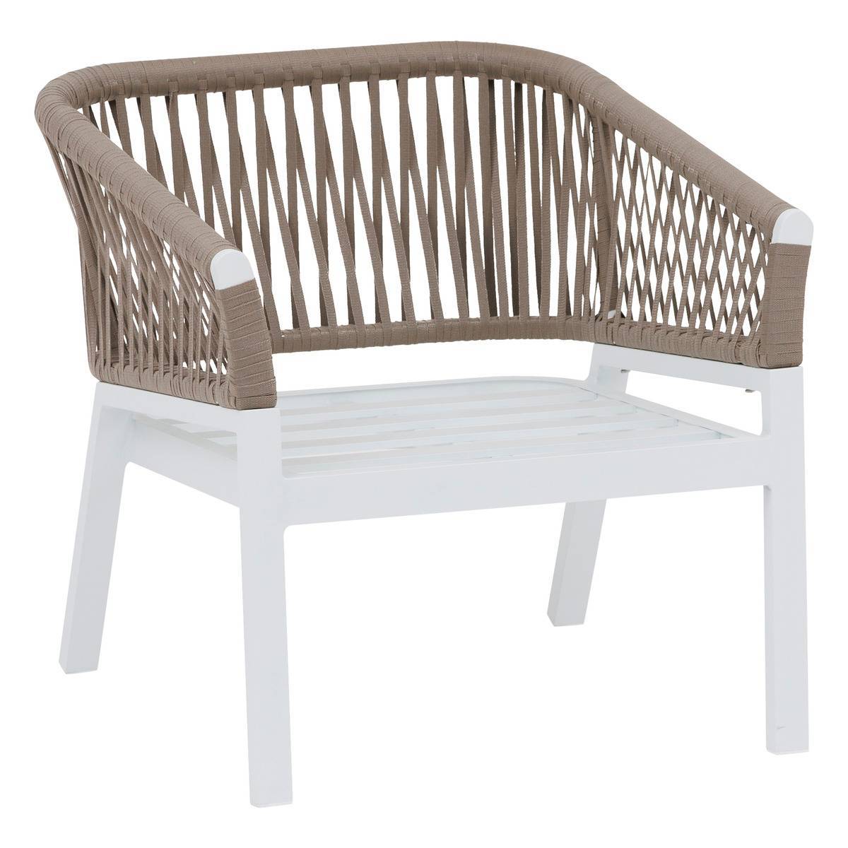 Hesperide - Fauteuil de salon de jardin "Oriengo" taupe & blanc en aluminium traité époxy - Hespéride - Imagen 3