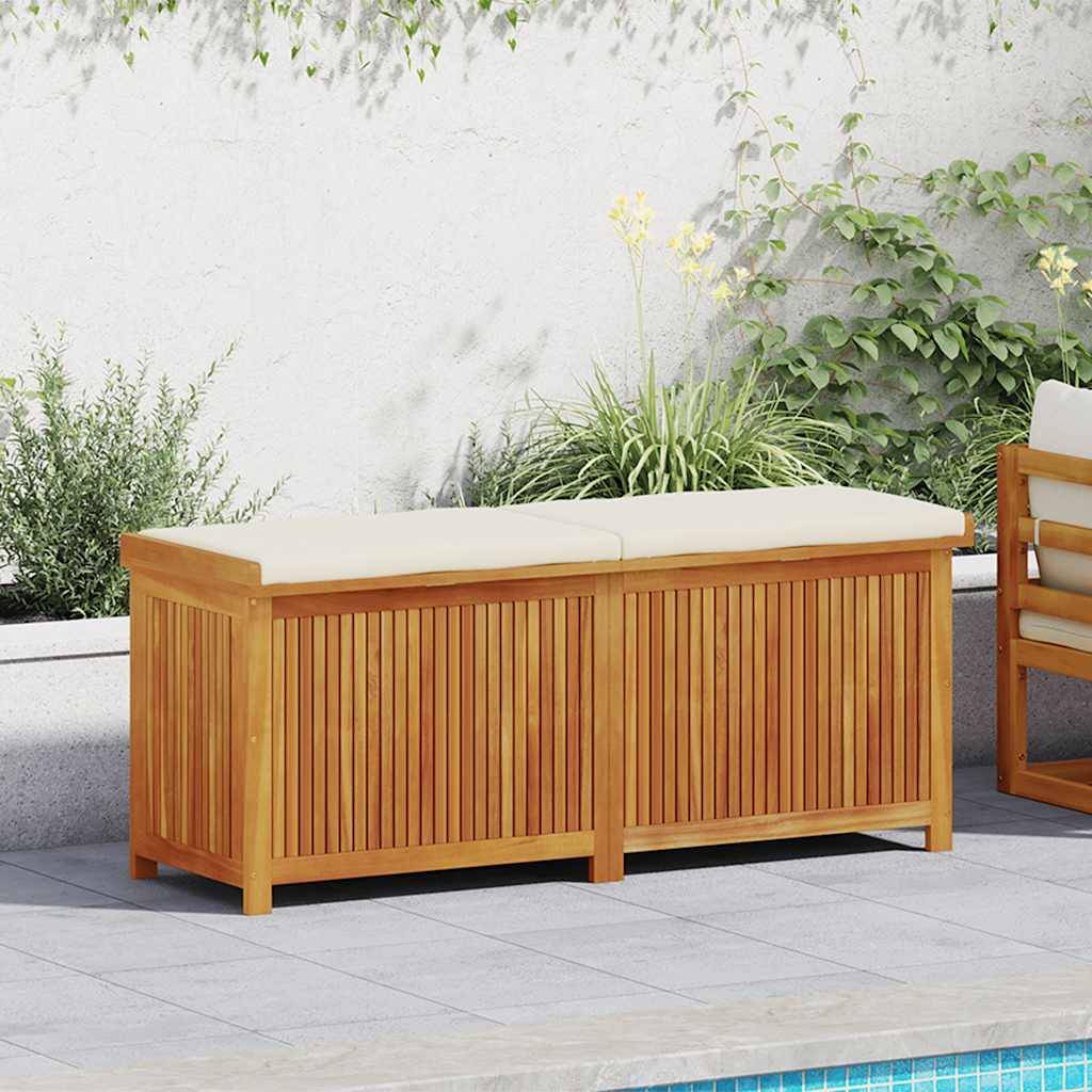 Grand Banc Coffre de Jardin Bois d'Acacia Massif Imperméable avec Assise pour Coussins Brun 150x50x60.5 cm – ComfortXL Outdoor Living - Image 3