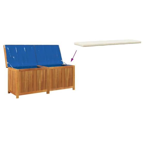 Grand Banc Coffre de Jardin Bois d'Acacia Massif Imperméable avec Assise pour Coussins Brun 150x50x60.5 cm – ComfortXL Outdoor Living - Image 8