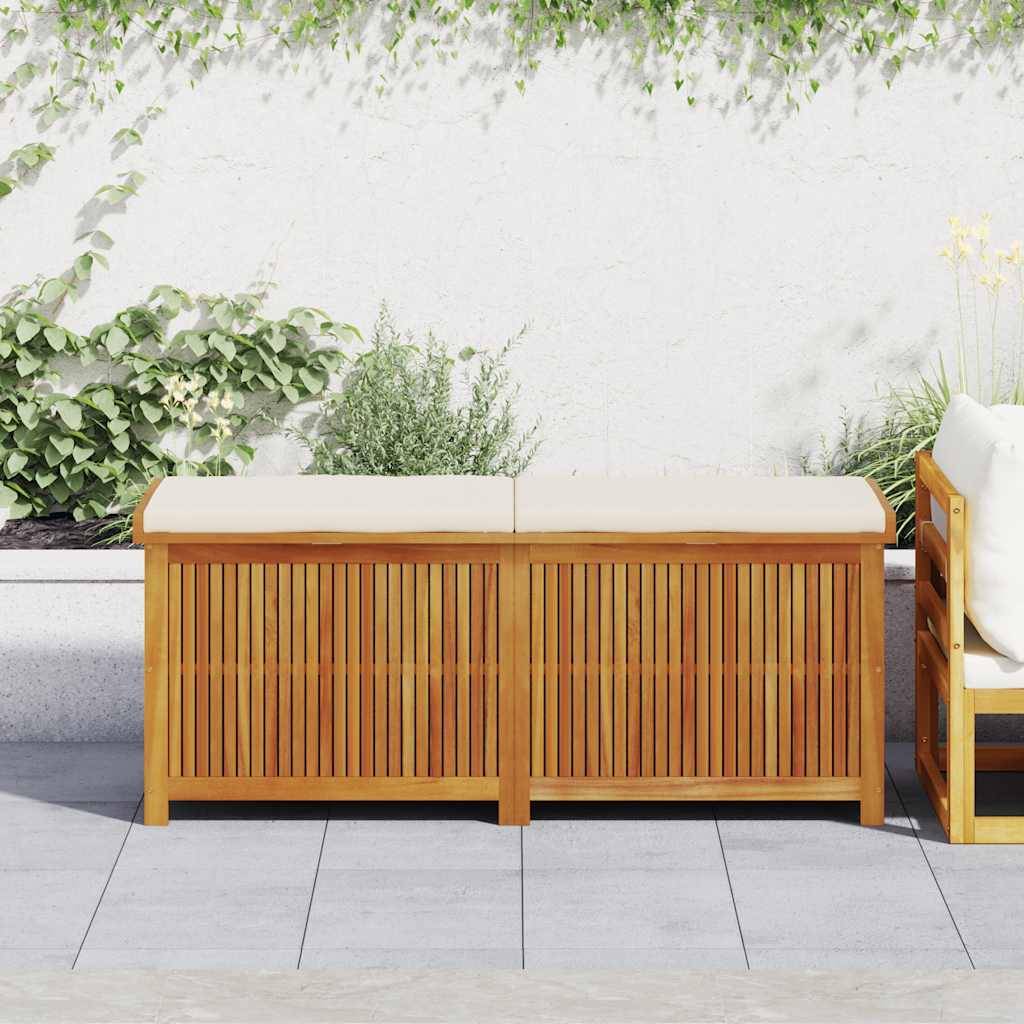 Grand Banc Coffre de Jardin Bois d'Acacia Massif Imperméable avec Assise pour Coussins Brun 150x50x60.5 cm – ComfortXL Outdoor Living