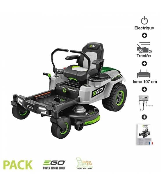 Ego Power + - Tondeuse autoportée sur batterie Zero Turn Ego coupe 107 cm ZT4201E avec chargeur mural - Image 1