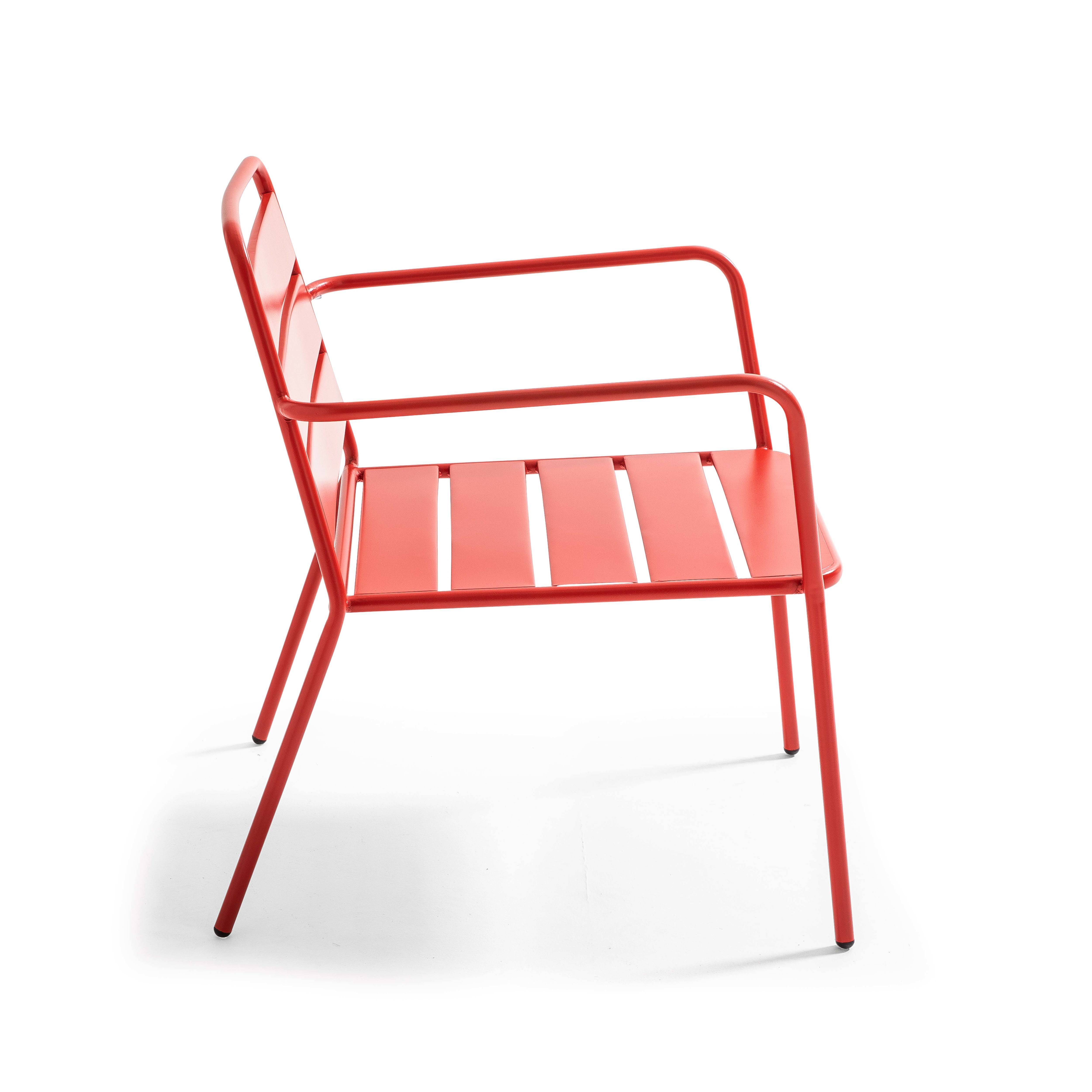 Oviala - Fauteuil de jardin bas en métal rouge Palavas - Oviala - Imagen 3